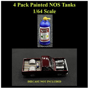 4 Pack Painted NOS Nitrous Oxide 1/64 Scale Tanks for Diecast